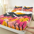 thumbnail image 3 of Feelyou Fall Jungle Tree Bed Sheets, Mountain Sun King Sheets, Cartoon Nature Scenery Sheet Set, Luxury Bedroom Decor, 4pcs, 3 of 7
