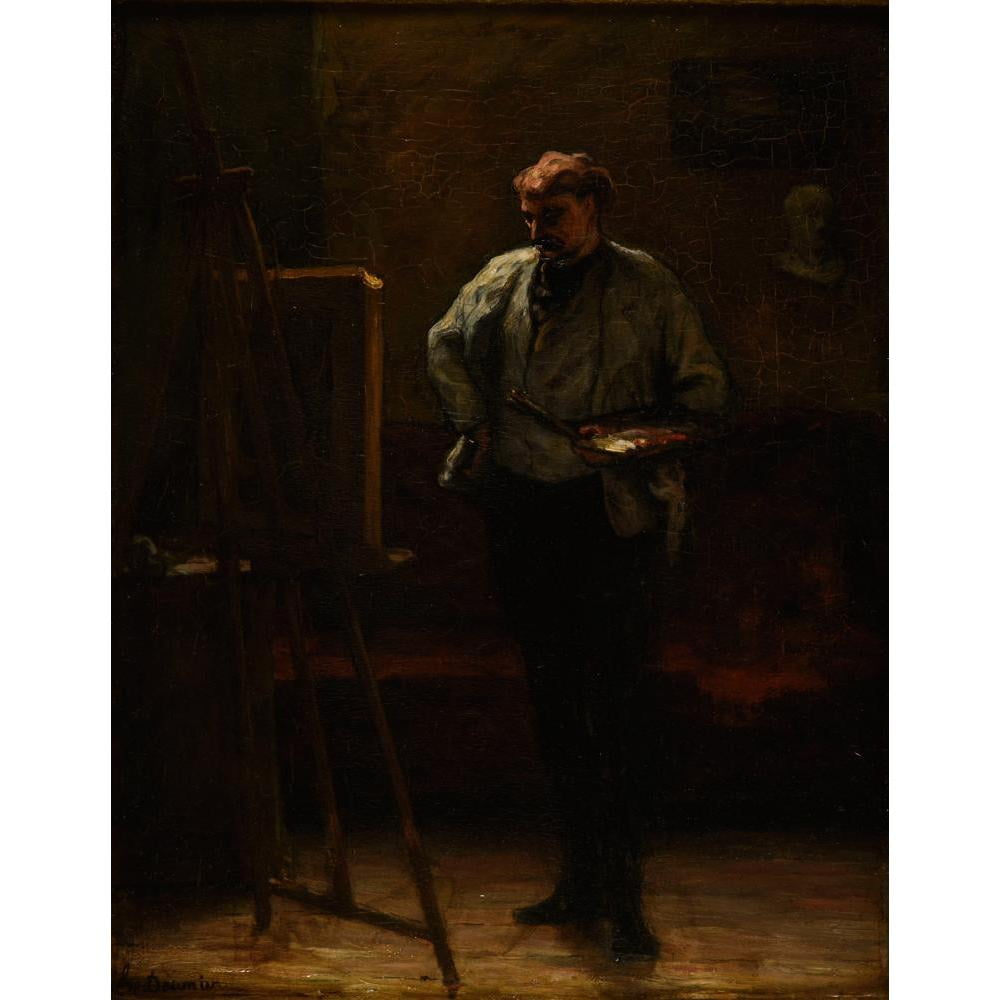 Honoré Daumier 20x24 Black Modern Framed Museum Art Print Titled - The Painter (ca 1867)