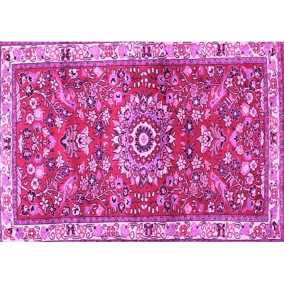 Ahgly Company Indoor Rectangle Medallion Pink Traditional Area Rugs, 8' x 10'