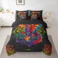 thumbnail image 3 of Manfei Bohemian Dragon Boys 7pcs Bedding Comforter Set, Tribal Damask Flower Print Queen Bedding Sets, Western Animal Reversible Queen Sheet Sets, Luxury Bedroom Decor, 3 of 8