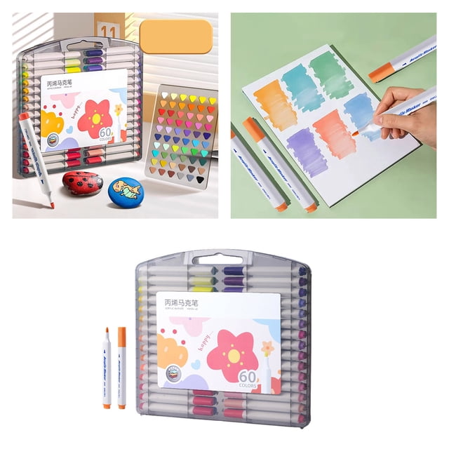 Ensemble de Marqueurs 2ml Couleurs Lisses pour Design Artistique et Illustration, Pointes Durables à Base d'Eau, Encre Portable pour un Rangement Facile, Stylo Marqueur 60 Couleurs