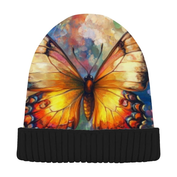 BZSMCE Winter Beanie Hats Warm Cozy Cap Golden Winged Beauty Pattern