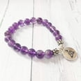 thumbnail image 2 of Handmade Beaded Bracelet with Natural Stone and Alloy Accents Electroplated Silver Purple Bracelet 8mm Beads 18-19cm, 2 of 3