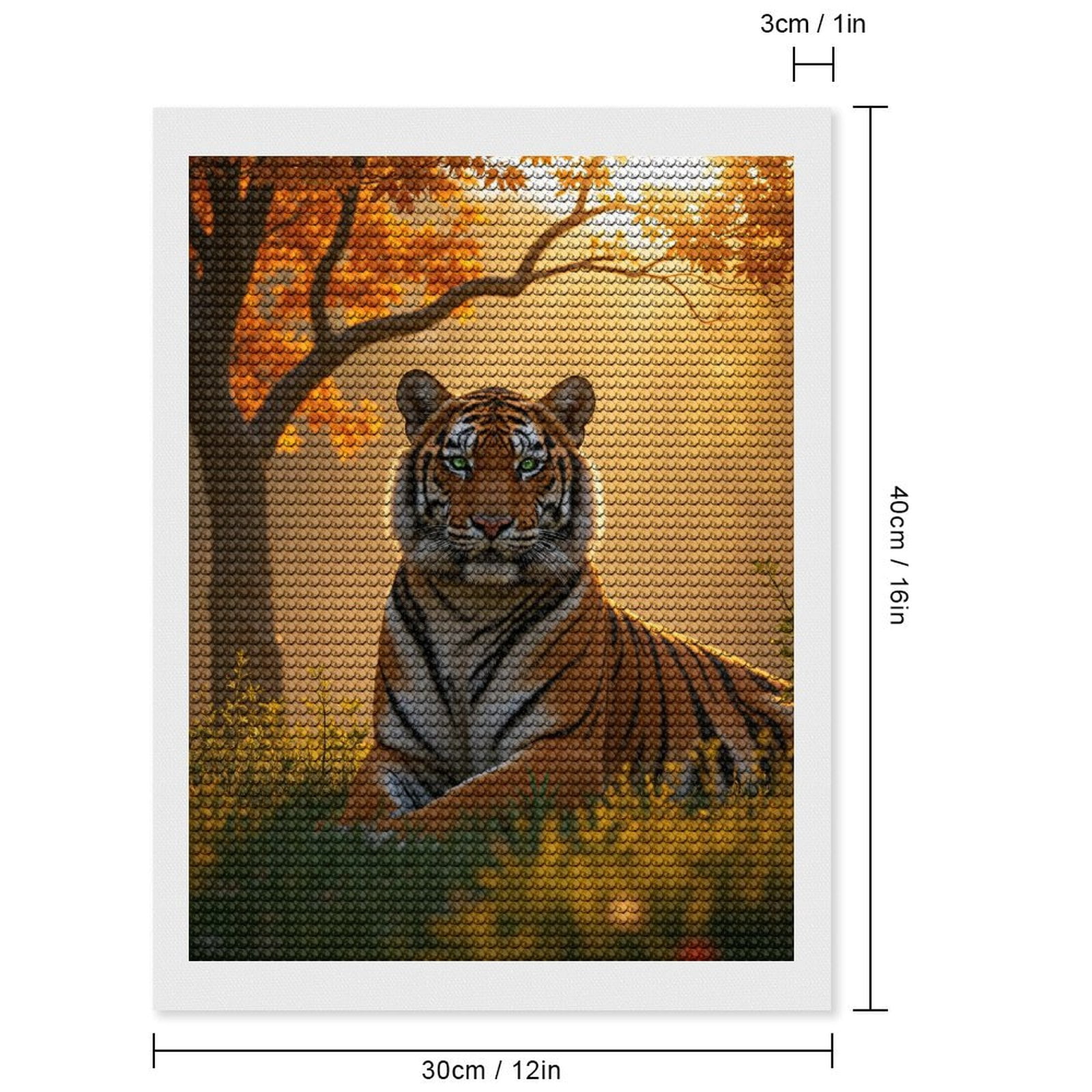 Diamond Art Kits for Adults, Tiger Autumn Forest Sunlight Scene 5D Diamond Painting Kits for Adults Beginners, DIY Full Drill Diamond Painting, Gem Art and Crafts 12x16
