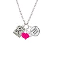 thumbnail image 2 of Delight Jewelry Silvertone Pebble Border Initial - Z - Hot Pink Heart Nurse Strong Zoe Necklace, 2 of 4