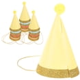thumbnail image 3 of 12 gorros de cumpleaños infantiles con pompones y purpurina dorada para fotos, decoración infantil (rosa, rojo, amarillo y azul, cada uno)., 3 of 7