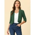 thumbnail image 5 of Unique Bargains Women's Chiffon Bolero Shrug Blazer 3/4 Ruched Sleeve Cardigans XS Green, 5 of 6