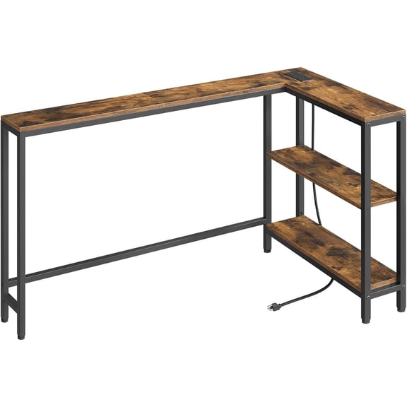 Narrow Console Table with Outlets, L-Shaped Behind Couch Table | 70.9" Long, USB-C Charging Station, Entryway Table for Small Spaces