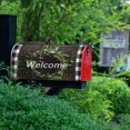 thumbnail image 4 of Post Letter Box Cover Welcome Wreath Mailwraps Mailbox Covers with Magnetic Strips 21×18 Inch Perfect for Outdoor Display Natural Round Green Wreath Frame on Wooden Checkered Lattice, 4 of 6