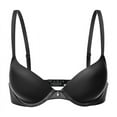 thumbnail image 4 of Wingslove Women's Push up Bra Underwire Seamless Comfort Lightly Padded Plunge T-Shirt Bra, Black 38DD, 4 of 10