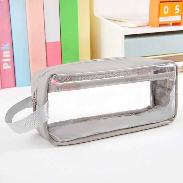 Bolsa de lápices de gran capacidad de seis capas, suministros de papelería, estuche transparente estético para bolígrafos, bolsa para lápices con cremallera para niñas, suministros escolares