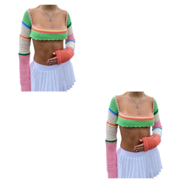 Camiseta de punto Sonducket Surtido colores llamativos y patrón de rayas clásico S 2Conjunto