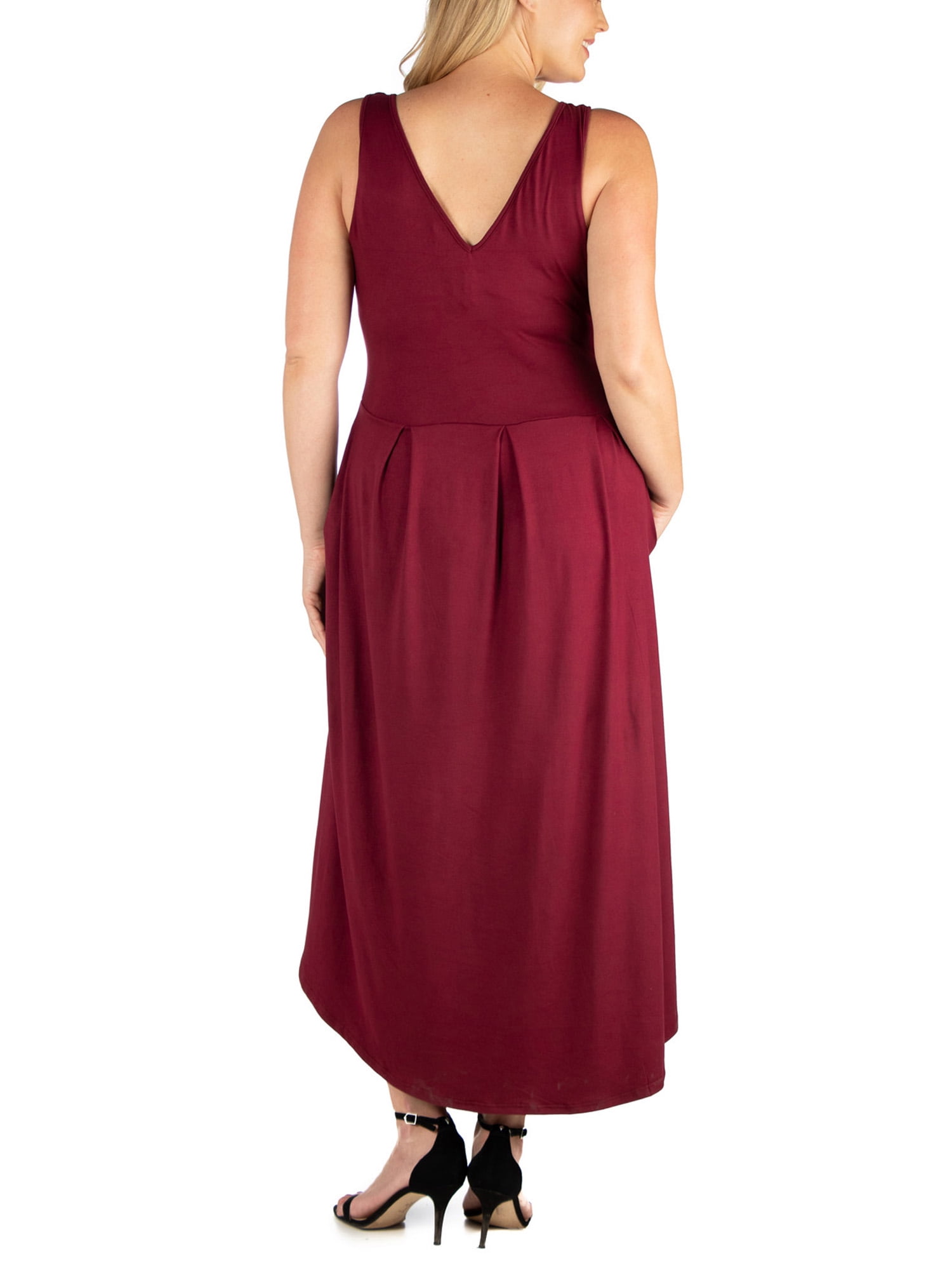 24/7 Women's Plus Size Comfort Apparel High Low Plus Size Party Dress with Pockets