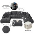 thumbnail image 3 of Miekor Furniture Chosen Gray Chenille Sectional Sofa with Toss Pillows with 2 Chaises w/ Ottoman MK6121, 3 of 12