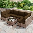 thumbnail image 6 of Kimunuk 14 Piece Outdoor Furniture Replacement Cushions, 5" Foam Foam High-Density, Fits 6-Seat Sectional Rattan Conversation Set, Patio Water-Resistant Sofa Cushions, Chocolate, 6 of 6