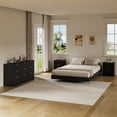 thumbnail image 3 of ASTUVIA 4-Piece Bedroom Set for Adult, Fluted Queen Floating LED Bed Frame with 2 Nightstands and Fluted 9 Drawer Dressers,Black, 3 of 10