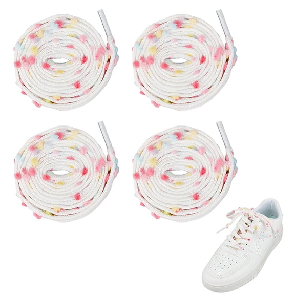 4 Pairs Rainbow Polka Dot Cotton Shoelaces Shoe Decorations Flat 1200x11x3mm