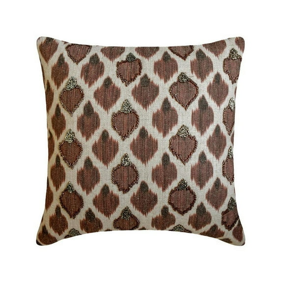 Autumn Throw Pillow covers Brown 16"x16" (40x40 cm) Jacquard Animal Pattern, Beaded, Hand Embroidery Pillow Case, Animal Modern Style - Forest Fables