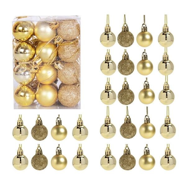 NAISHIER 48pcs Mini Christmas Balls Ornaments, Shatterproof Christmas Hanging Balls for Xmas Tree, Holiday, Wedding, Mardi Gras Party, Golden