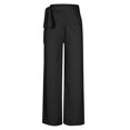 thumbnail image 6 of Charella Women's Linen Pants High Waisted Wide Leg Tie Front Fashion Loose Fit Trousers Lightweight Pants (M, Black), 6 of 7