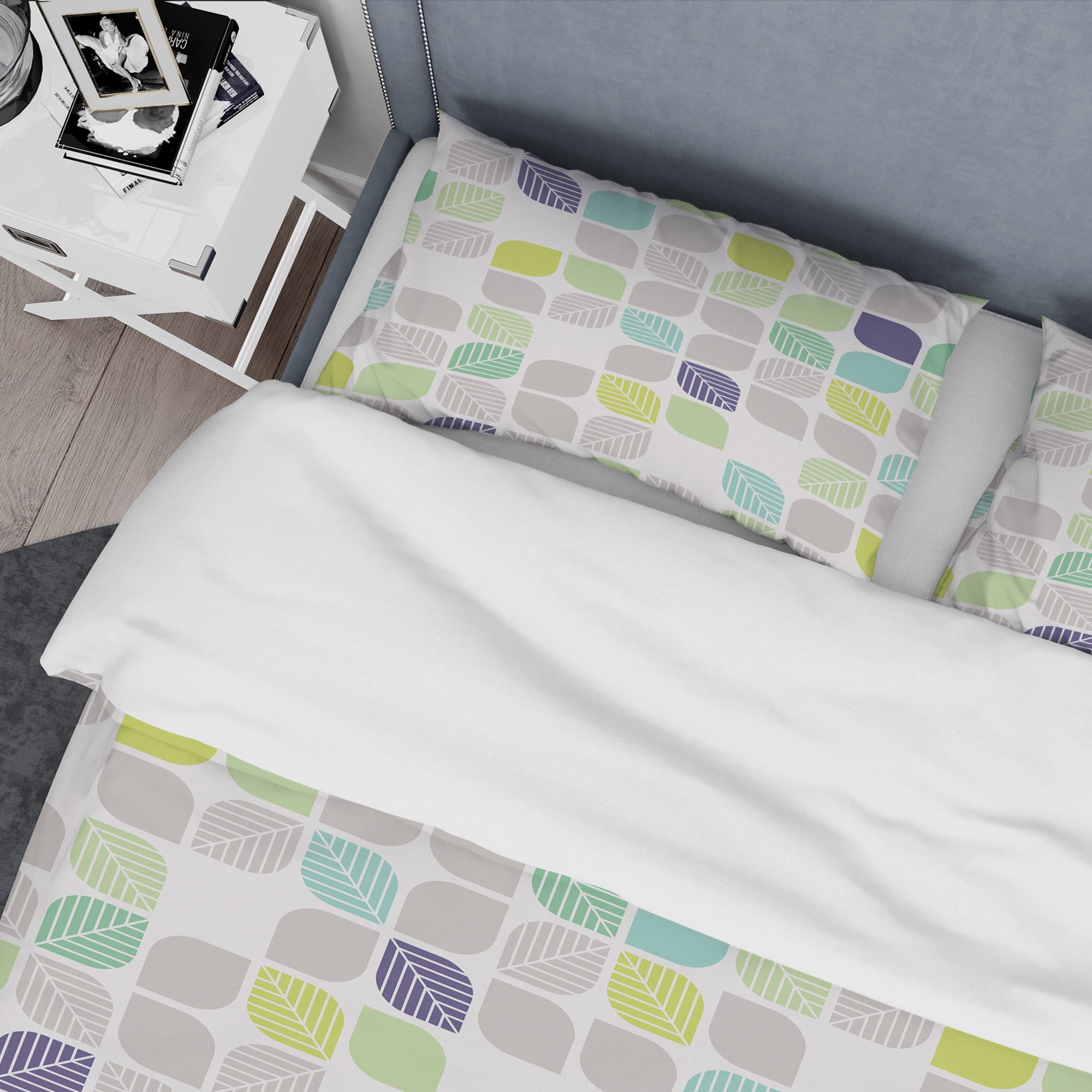 Designart 'geometric pattern with leaves' Mid-Century Modern Duvet Cover Set