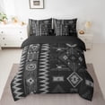 thumbnail image 3 of Manfei Tribal Aztec Abstract 7-Piece Twin Bedding Sets, Black Grey Triangle Bedding Comforter Set, Retro Western Bohemian Theme Reversible Sheet Sets, Microfiber Bedroom Decor, 3 of 8