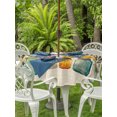 thumbnail image 3 of Outdoor Tablecloth with Umbrella Hole for Patio/Picnic/Party/Camping, Spring Country Floral Waterproof Table Cloth Round Cover Washable, Watercolor Flowers Vases Grid Cream (Dia 54"), 3 of 9