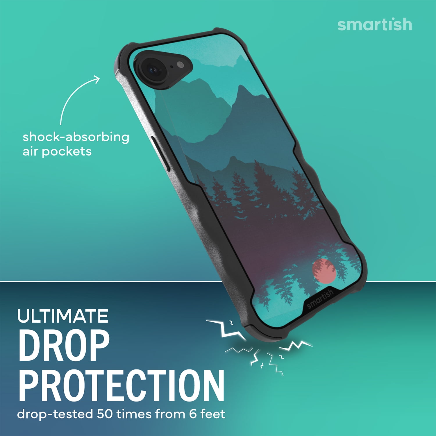 Smartish iPhone 17e/16e MagSafe Case - Gripzilla - Heavy Duty Armor Cover - Mountains