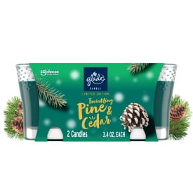 Glade Twinkling Pine & Cedar Scented Candle, Essential Oils, 3.4 oz, 2 Pack