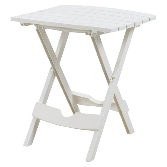 White Quik Fold Patio Side Table - Resin Outdoor Folding Side Table - Space Saving Design for Small Patios, Dorms & Apartments