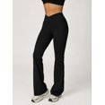 thumbnail image 6 of PISONIC Women Two Piece Workout Sets Cross Back Sports Bras Matching High Waist Flared Leggings Gym Yoga Outfits, 6 of 8