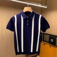thumbnail image 4 of Afdoent T Shirts For Men Male Lightweight Color Block Striped Knitted Shirt Fashion Short Sleeve T Shirt Streetwear, 4 of 4