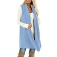 thumbnail image 3 of UYISJ Womens Sleeveless Sherpa Vest with Pockets Lapel Open Front Fleece Cardigan Sweater Fall Winter Jacket Coat Outerwear Blue S, 3 of 7