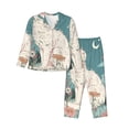 thumbnail image 1 of Fotbe Celestial Cat And Flowers Conjunto de Pijama de Manga Larga para Mujer con Estampado, Ropa de Dormir de 2 Piezas, Conjunto de Casa Suave y Cómodo con Bolsillos-Large, 1 of 7