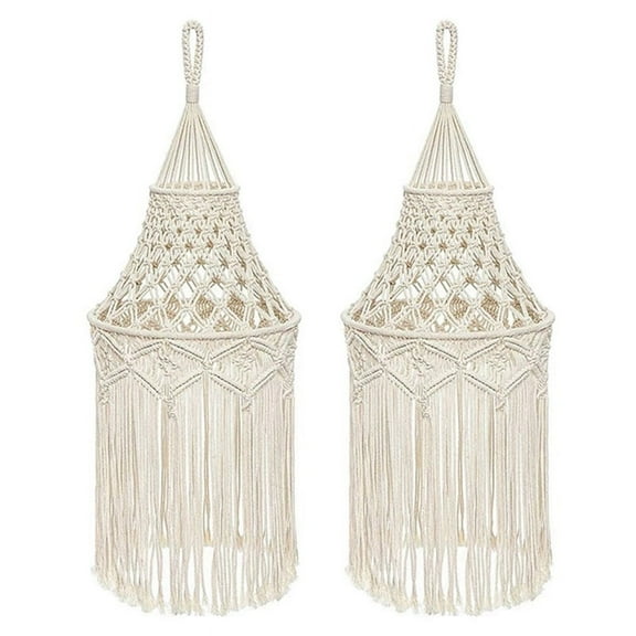 2X Macrame Lamp Shade Hanging Pendant Light Cover Office Bedroom Living Room Nursery Dorm Room Home Decor