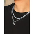thumbnail image 5 of Apsvo 2pcs Men Chain Necklaces,18 Inch Herringbone Link Chain and 20 Inch Cuba Link Chain,Silver A-Z Initial Necklace,Layered Stainless Steel Letter Pendant Necklace Jewelry Gift for Men, 5 of 6