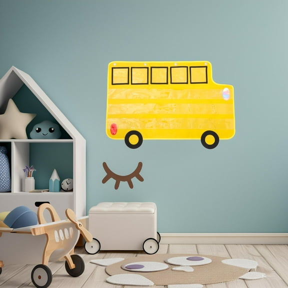 Raindrops Classroom Organizer Yellow Bus Bag Clear Pockets for Teaching Supplies