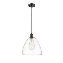 516-1P-BK-GBD-122-Innovations Lighting-Bristol Glass - 1 Light Mini Pendant In Industrial Style-14.75 Inches Tall and 12 Inches Wide-Matte Black