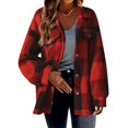 thumbnail image 2 of Women's Plus Size Color Block Jacket Casual Loose Fit Button Down Blouse Warm Coats Outerwear, 2 of 4