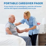 Wireless Caregiver Pager Nurse Alert System SOS Call Button Vibration Pager With 58 Melodies 4 Volume Levels For Patients Seniors Elderly Home Monitoring