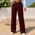 thumbnail image 6 of FEIIBMOYRIA Women Straight Pants Fashion Soft V-Shaped Ruched Elastic Waist Wide Leg Pants Casual Athletic Comfortable Streetwear Solid Color Long Sweat Pants with Side Pockets, 6 of 7
