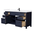 thumbnail image 2 of Beckett 66" Dark Blue Single Vanity & White Quartz Top (1-Hole) & Black Trim, 2 of 5