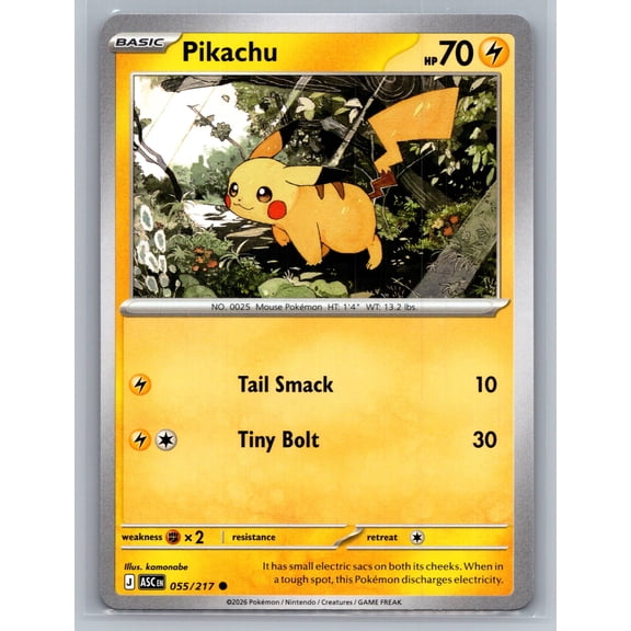 Collectible 2026 Mega Evolution Ascended Heroes Pikachu 55/217 English Pokemon TCG