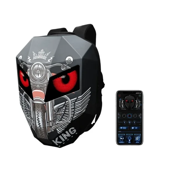 Smart LED Waterproof Motorcycle Backpack | Hard Shell App-Control Display (Black)