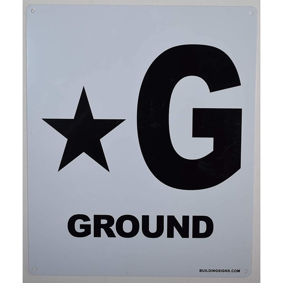 Star Ground Floor Sign (White, Rust Free Aluminium 10X12)-Grand Canyon Line(ref-2022-4)