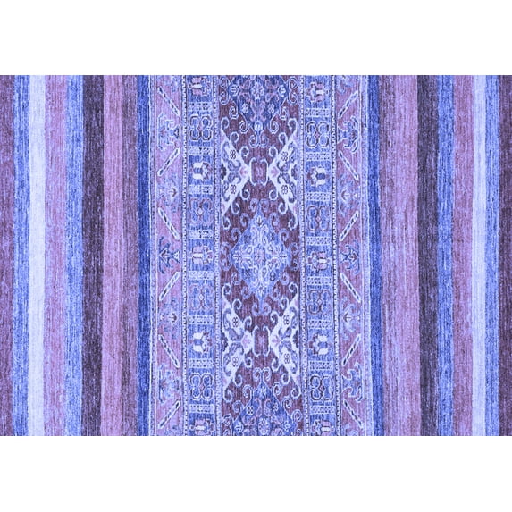 Ahgly Company Machine Washable Indoor Rectangle Abstract Blue Modern Area Rugs, 7' x 9'