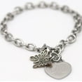thumbnail image 3 of Stainless Steel Bracelet with Butterfly Charm  and Engraved Initials on Heart (Silver), 3 of 7
