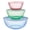 Pink, Green, Blue, variant on Colors Tinted (3-Pack, Full Set) Sculpted Tinted Glass Mixing Bowls With Plastic Lids, Nesting Space Saving Set of Bowls For Prepping and Baking, 1.3QT, 2.3QT & 4.5QT