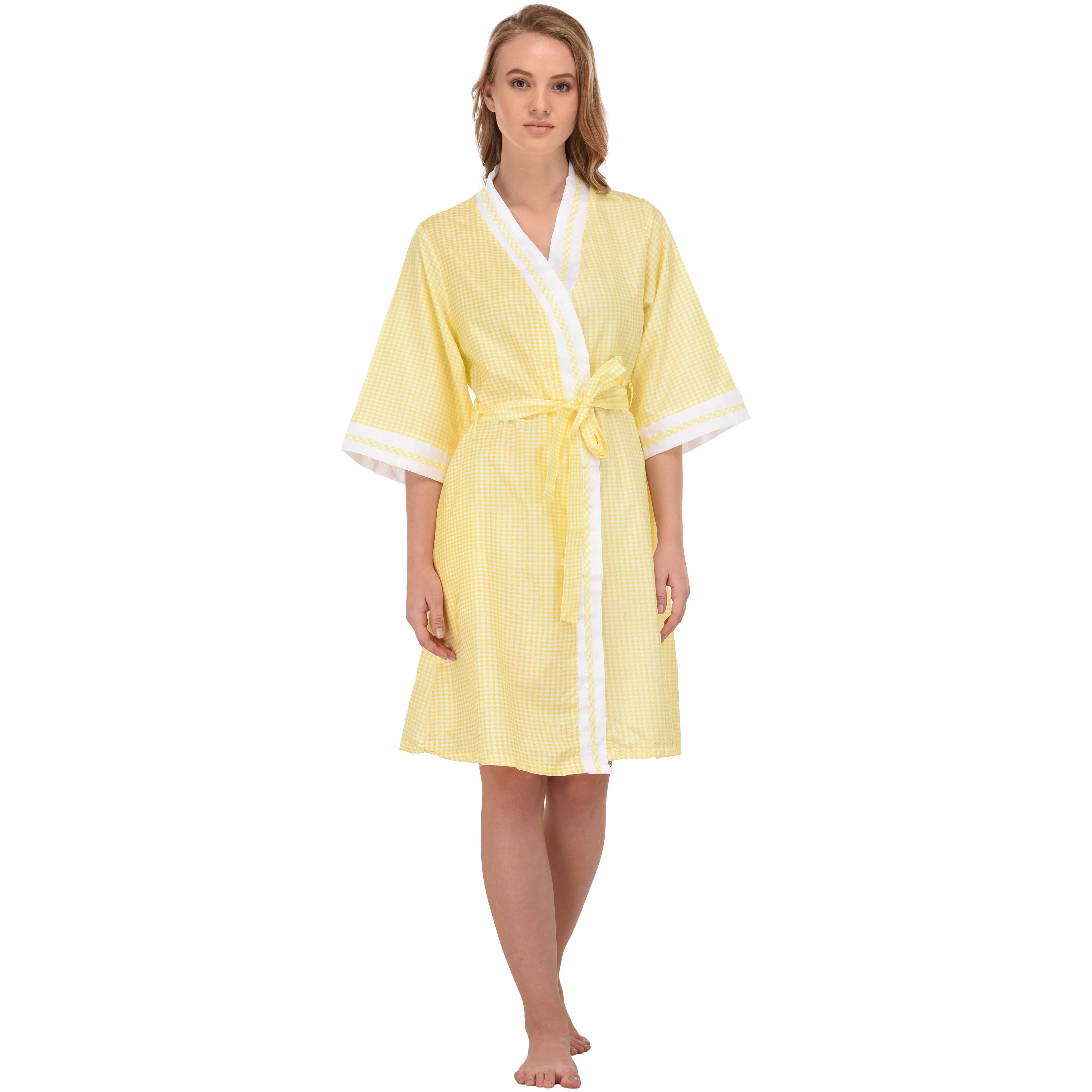 Ezi Women's 'Stacy' Gingham Cottonrich Short House Robe
