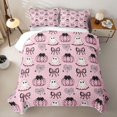 thumbnail image 2 of Homewish Halloween Cute Ghost Quilt King for Girls, Polka Dot Bow Spider Web King Coverlet Set, Light Pink Black, 3 Pieces 1 Bedspread and 2 Pillowcases, 2 of 7